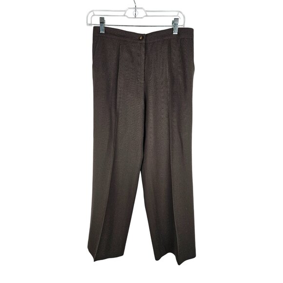 Anne Klein New York Wool Lined Pants 10P Brown Zip Front Professional - Picture 1 of 10
